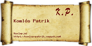 Komlós Patrik névjegykártya